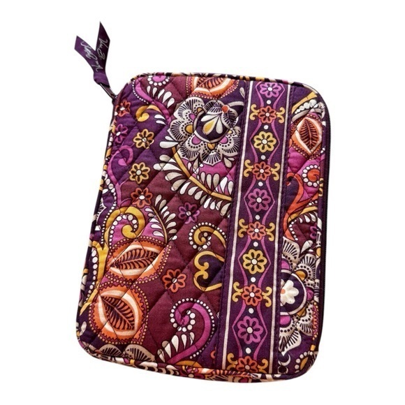 Vera Bradley burgundy paisley Floral Quilted Tablet Sleeve pouch - Picture 1 of 6